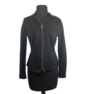 Renfrew Size 2 Black Jacket with Satin Trim on Sleeves and Pockets